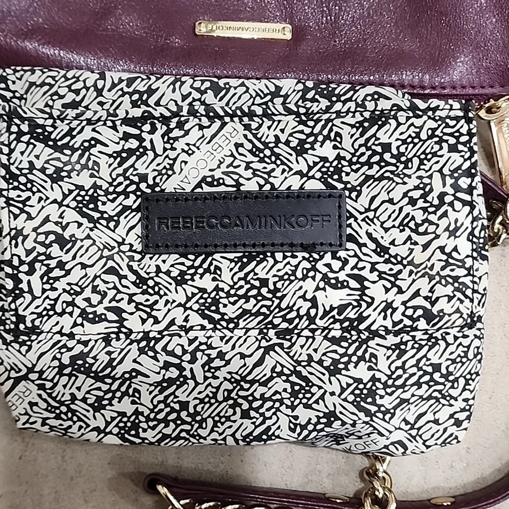 Rebecca Minkoff Zippered Crossbody Bag Chain Strap Leather Gold Hardware